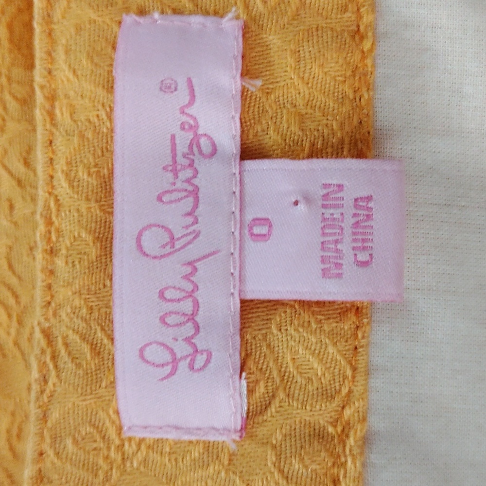 *H184 Lilly Pulitzer golden yellow w/white lace sleeveless dress 0 FINAL PRICE - Picture 8 of 11